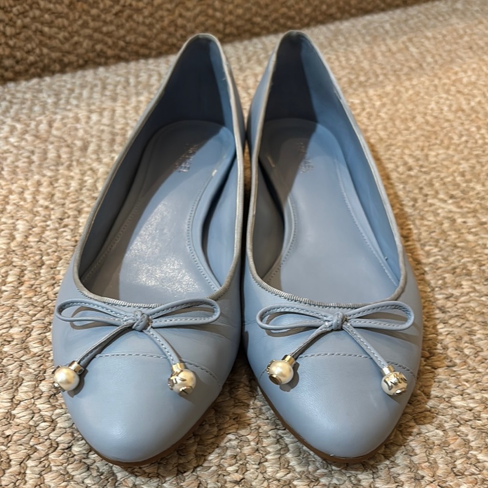 MICHAEL Michael Kors Blue Ballet Flats with Metallic Charm